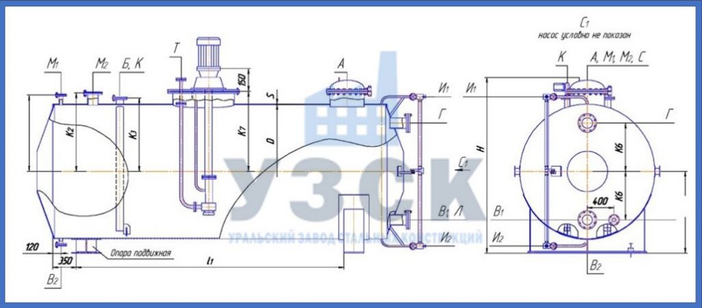 Чертеж емкости ГКК в Кургане